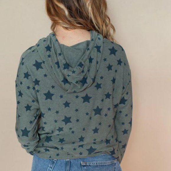 Chaser Navy Star Hoodie - Olive Green - NWT - SALE - Picture 4 of 5